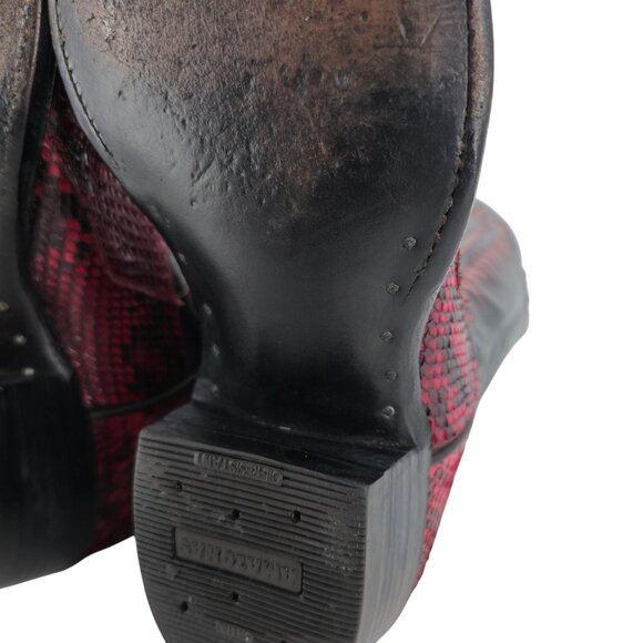 Vintage Mens size 11.5D Red Python Exotic Snakeskin Leather Cowboy Western Boots - Picture 13 of 16